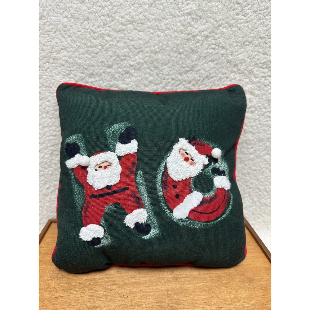 Christmas St. Nicholas Square Throw Pillow Santa Ho Ho Green Red 10x10